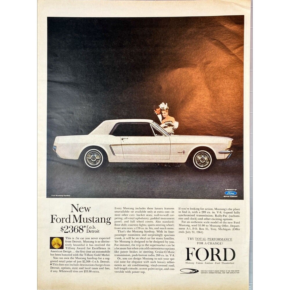 Ford Mustang " Try Total Performance for Once" Vintage Print Ad 1964
